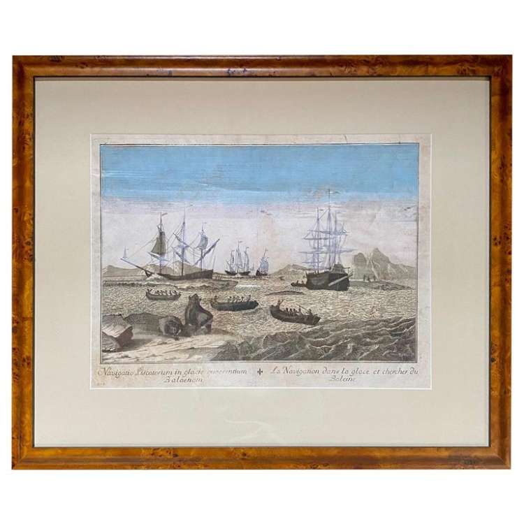 Early 18th Century Engraving of the Northern Whale Fishery, circa 1720