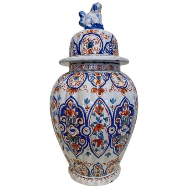 18th Century Delft Covered Urn