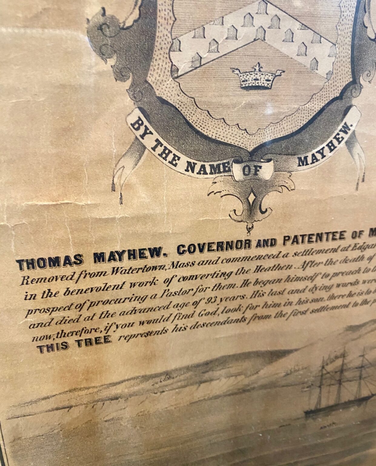 Very Rare 19th Century Mayhew Family Tree from Nantucket and Martha’s