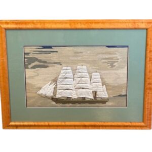 19th Century Sailor's Woolie of the Merchant Ship JANE Under Full Sail, circa 1840s