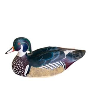 Vintage Hand Carved and Decorated Wood Duck Drake Decoy, by Jean Charles Berruet, Nantucket, 1978
