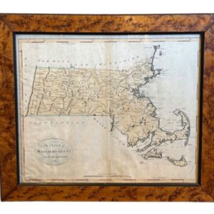 18th Century Hand Colored Map of The State of Massachusetts, 1796