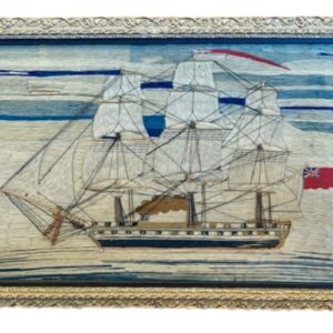 19th Century Sailor's Woolie of a Steam Frigate Under Good Head of Steam, circa 1870s