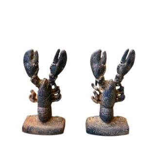 Early 20th Century Pair of Cast Iron Lobster Andirons