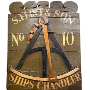 19th Century Hand Carved and Decorated Wooden Ship Chandler's Trade Sign