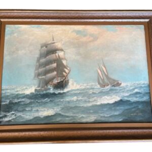 Antique New England Seascape, “Outward Bound,” by James J. McAuliffe, 1912