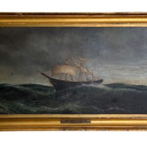 19th Century Stormy Seascape of the Bark "Caroline" in a White Squall, circa 1847