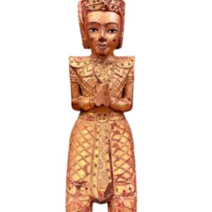 Antique or Early Vintage Thai Carved and Gilded Mahogany "Kneeling Buddha"