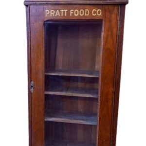 Antique General Store Pratt's Foods Oak Hanging Cabinet, circa 1900