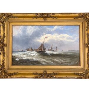 19th Century Seascape with Small Craft in Choppy Seas