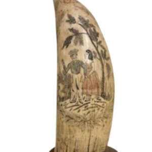 19th Century Sailor's Scrimshaw Whale Tooth with Courting Sailor, circa 1850