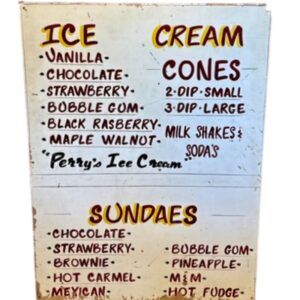 Vintage Folk Art Hand Painted Wooden Ice Cream Parlor Sign, circa 1950s -60s