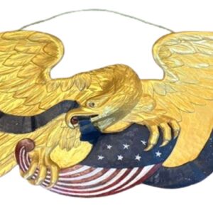 Folk Art Large Wooden Patriotic Eagle Plaque, circa 1970s